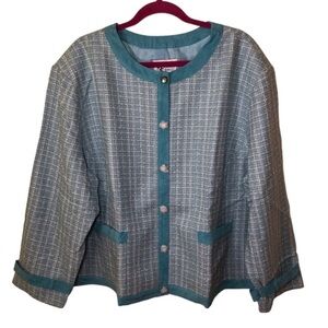 Maggie sweet plaid faux suede trim blazer size‎ 4X